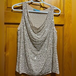 Alice + Olivia Silver Sequin Tank Top size XS